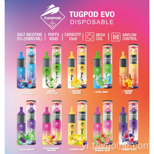Tugboat Evo Mưa màu tím dùng một lần 4500 Puffs 10ml